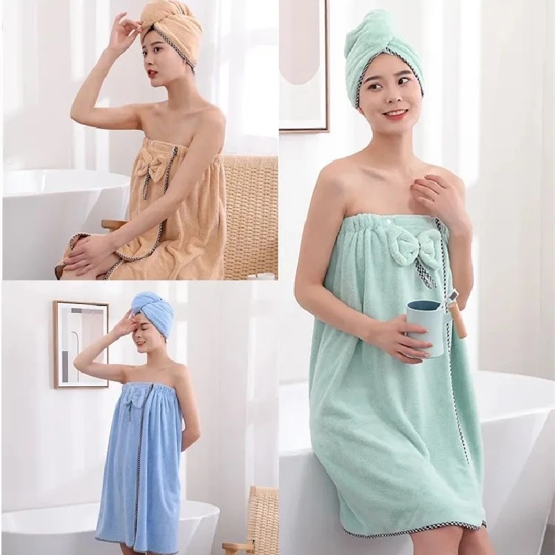 Microfiber Soft Thick Bath Towel Wearable Women Bathroom Bath Robe Dry Hair Towel Set Super Absorbent Shower Beach Towel
Microfiber Soft Thick Bath Towel Wearable Women Bathroom Bath Robe Dry Hair Towel Set Super Absorbent Shower Beach Towel