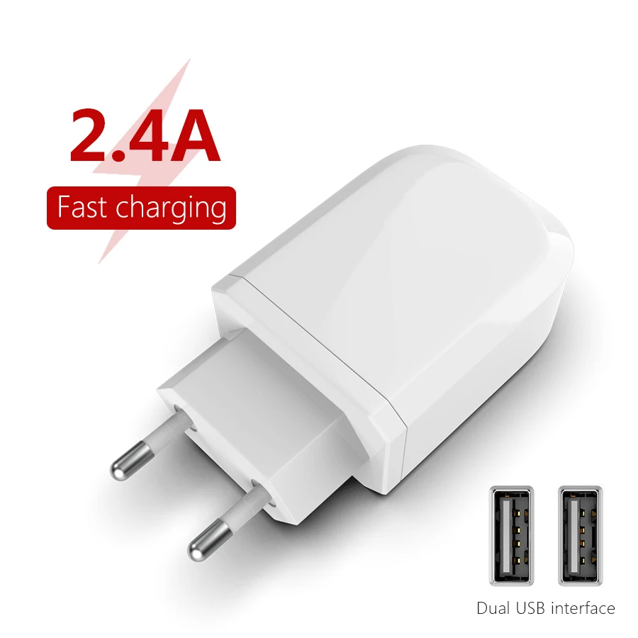 Универсальное USB зарядное устройство 15 Вт 5 В 2 4 А для Iphone 7 8 штепсельная вилка