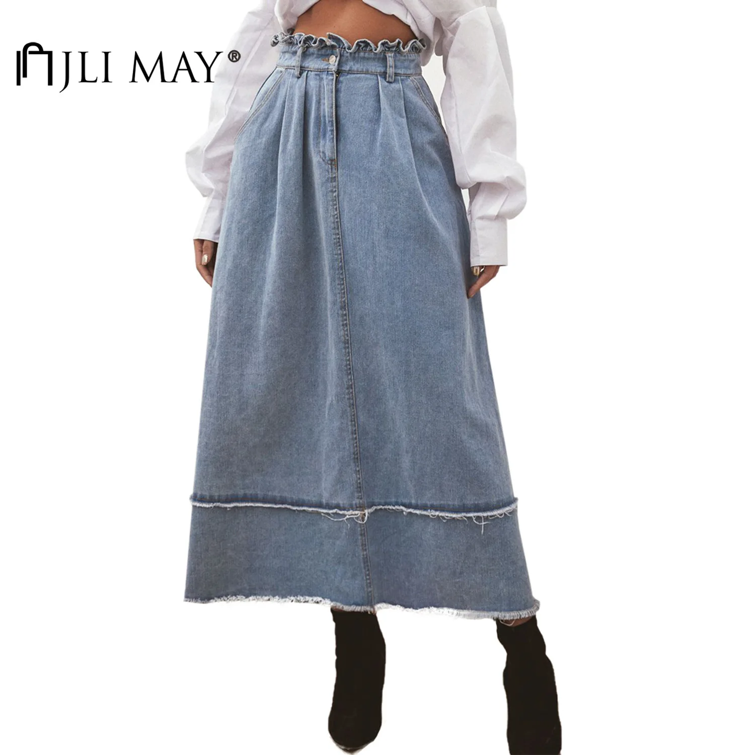 JLI MAY Women's Skirt Denim Solid High Waist Patchwork Ruffles Washes A-line Loose Long Skirts Streetwear
JLI MAY Women's Skirt Denim Solid High Waist Patchwork Ruffles Washes A-line Loose Long Skirts Streetwear