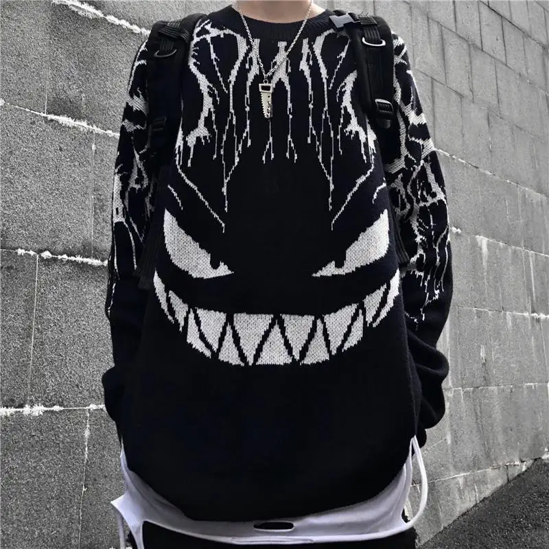Harajuku Black Sweater Women Men Lightning Devil Knitted Jumper Oversize Pullover Hip Hop Streetwear 2021 Autumn Sweaters Gothic
Harajuku Black Sweater Women Men Lightning Devil Knitted Jumper Oversize Pullover Hip Hop Streetwear 2021 Autumn Sweaters Gothic