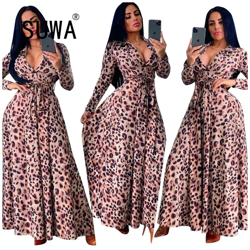 Leopard Printing Women High Waist Ankle-Length Dress 2021 Spring Hottest Turn-down Collar Single-breasted Sashes Party Dresses
Leopard Printing Women High Waist Ankle-Length Dress 2021 Spring Hottest Turn-down Collar Single-breasted Sashes Party Dresses
