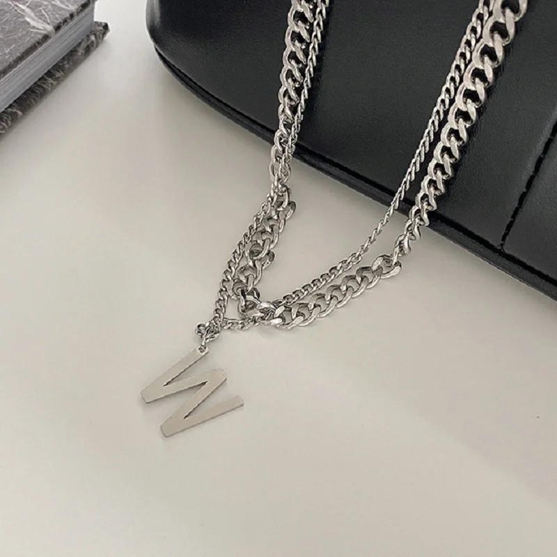 POTCET Unisex Stainless Steel Double Layer Cuban Letter W Titanium Steel Necklace Pendant Fashion Hip Hop Party Jewelry
POTCET Unisex Stainless Steel Double Layer Cuban Letter W Titanium Steel Necklace Pendant Fashion Hip Hop Party Jewelry