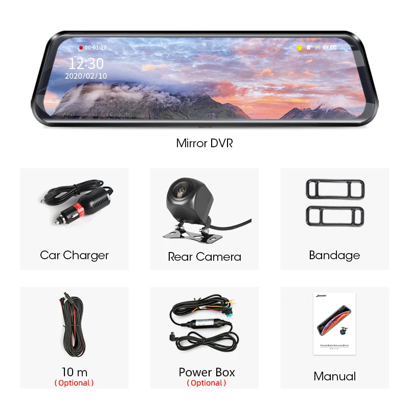 Jansite 10 inch Car DVR Full Touch Screen Dash cam Dual Lens Time-lapse Video Recorder Rearview mirror Reverse Image Rear camera
Jansite 10 inch Car DVR Full Touch Screen Dash cam Dual Lens Time-lapse Video Recorder Rearview mirror Reverse Image Rear camera