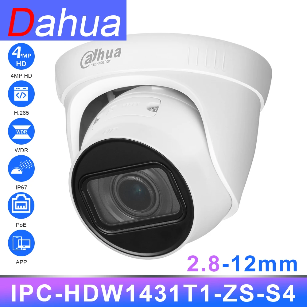 

Dahua оригинальная IPC-HDW1431T1-ZS-S4 мини купольная PoE ip-камера Zoom 2,8-12 мм HD 4MP IR 50 м H.265 WDR 3D DNR BLC HLC IP67 безопасность