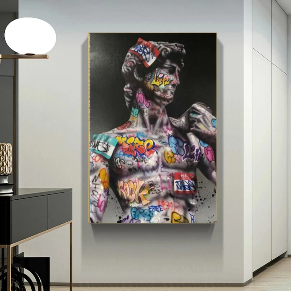 Gaffiti Art Of David Canvas Art Paintings on the Wall Poster Prints Street Art David Sculpture Picture For Living Room Decor
Gaffiti Art Of David Canvas Art Paintings on the Wall Poster Prints Street Art David Sculpture Picture For Living Room Decor