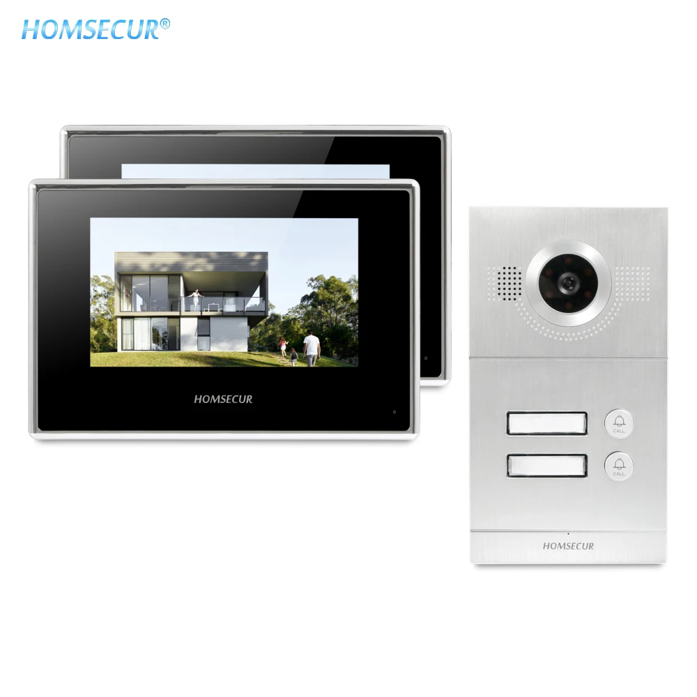 Видеодомофон HOMSECUR 7 дюймов + Серебряная камера для безопасности