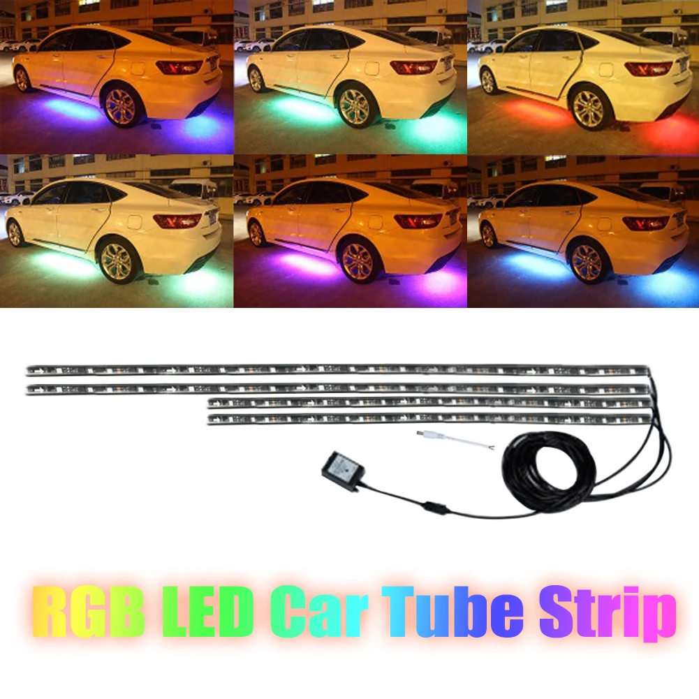 4pcs Car LED Strip Light Bluetooth Control LED RGB Strip With Remote Voice controlled Rhythm lamp Atmosphere Light Strip
4pcs Car LED Strip Light Bluetooth Control LED RGB Strip With Remote Voice controlled Rhythm lamp Atmosphere Light Strip