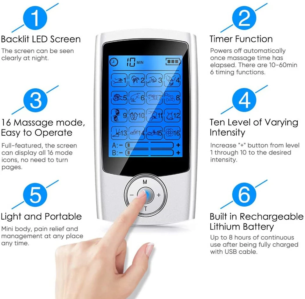 16 Modes Tens EMS Unit device Massage Machine Electrode Pads Pain Relief Pulse EMS Muscle Stimulation Tens Electroestimulador
16 Modes Tens EMS Unit device Massage Machine Electrode Pads Pain Relief Pulse EMS Muscle Stimulation Tens Electroestimulador