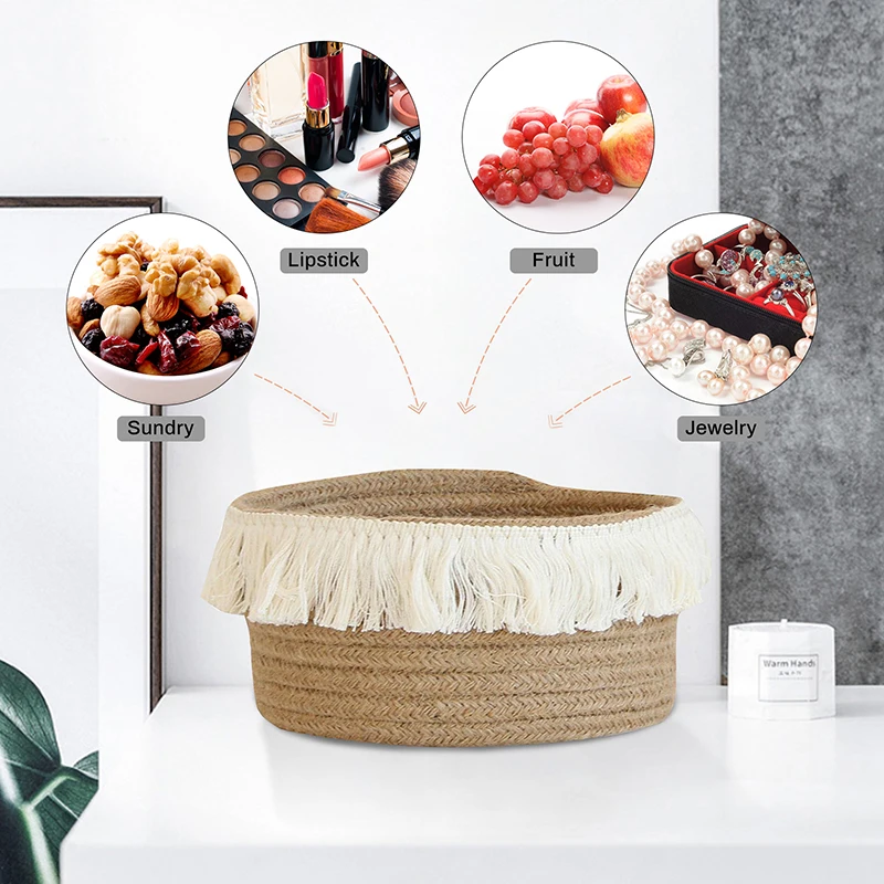 Special Woven Tassel Storage Basket Nordic Style Home Sundries Kids Toys Candy Storages Baskets Desktop Small Organizer Box
Special Woven Tassel Storage Basket Nordic Style Home Sundries Kids Toys Candy Storages Baskets Desktop Small Organizer Box