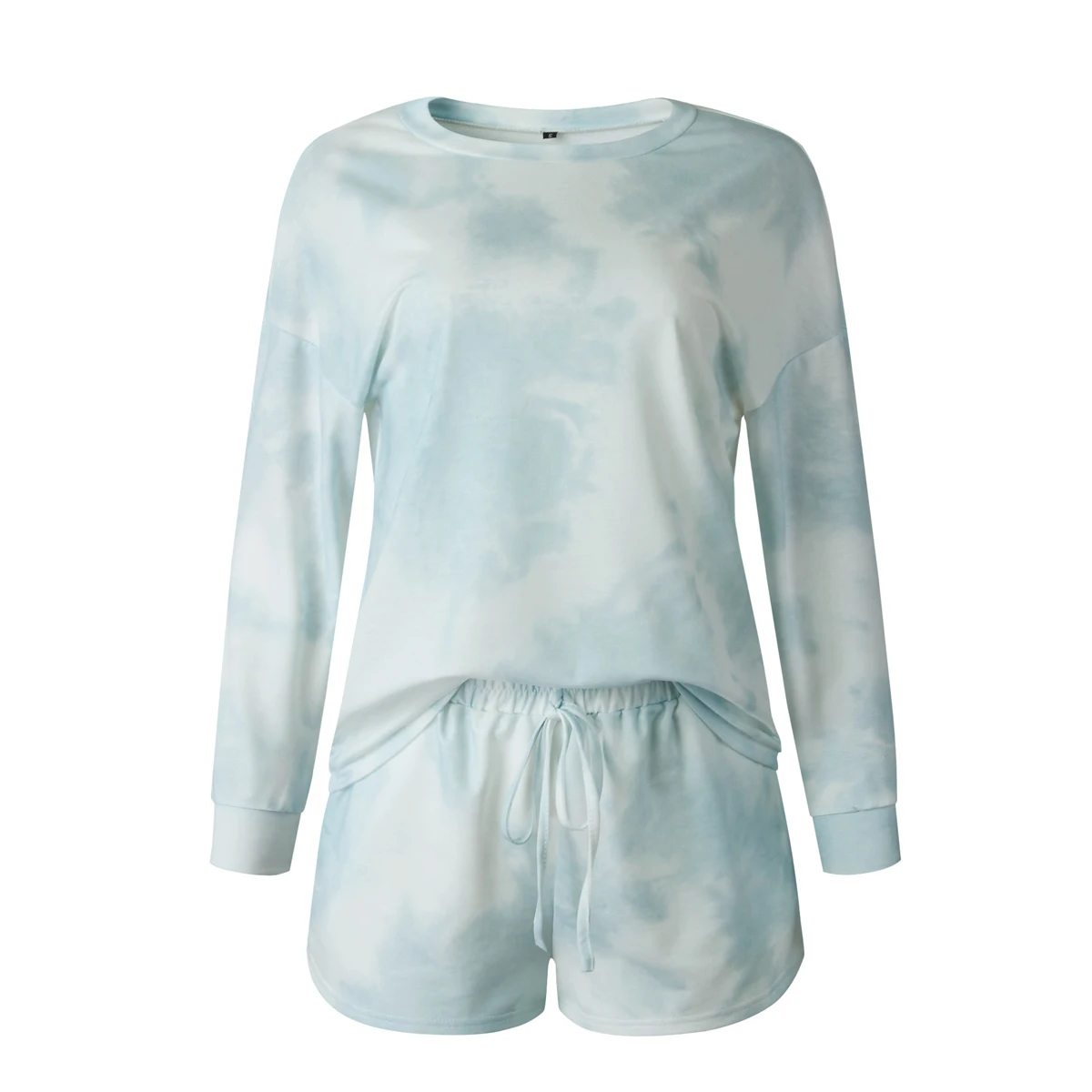 Womens Tie-dye Pajamas Sleeping Top+ Shorts Suit Round Collar Long Sleeve Drawstring Loose Elastic Home Sleepwear 
Womens Tie-dye Pajamas Sleeping Top+ Shorts Suit Round Collar Long Sleeve Drawstring Loose Elastic Home Sleepwear