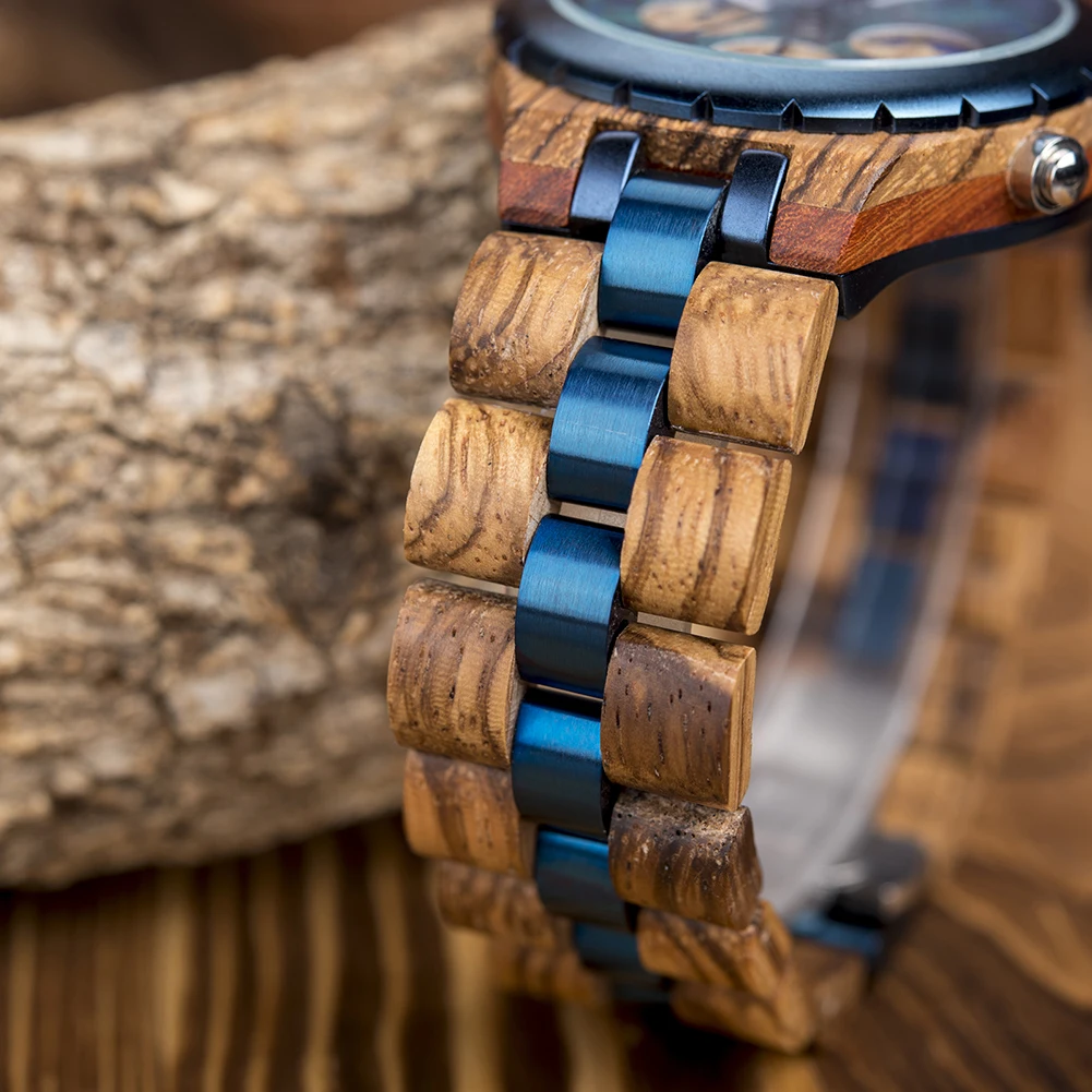 Мужские часы BOBO BIRD модные деревянные кварцевые наручные с хронографом