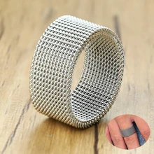 ZORCVENS Mens Mesh Wedding Bands Rings for Women 4mm 10mm Wide Stainless Steel Anti Allergy Retro Punk Gothic Unisex Jewelry