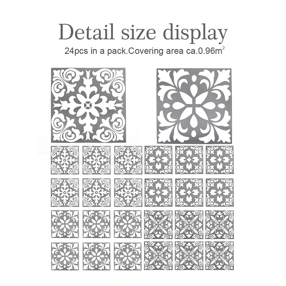 24 Pcs Dark Grey Spanish Renaissance Tiles Wall Stickers Decals Decor WallStickers Non-Toxic High Quality
24 Pcs Dark Grey Spanish Renaissance Tiles Wall Stickers Decals Decor WallStickers Non-Toxic High Quality