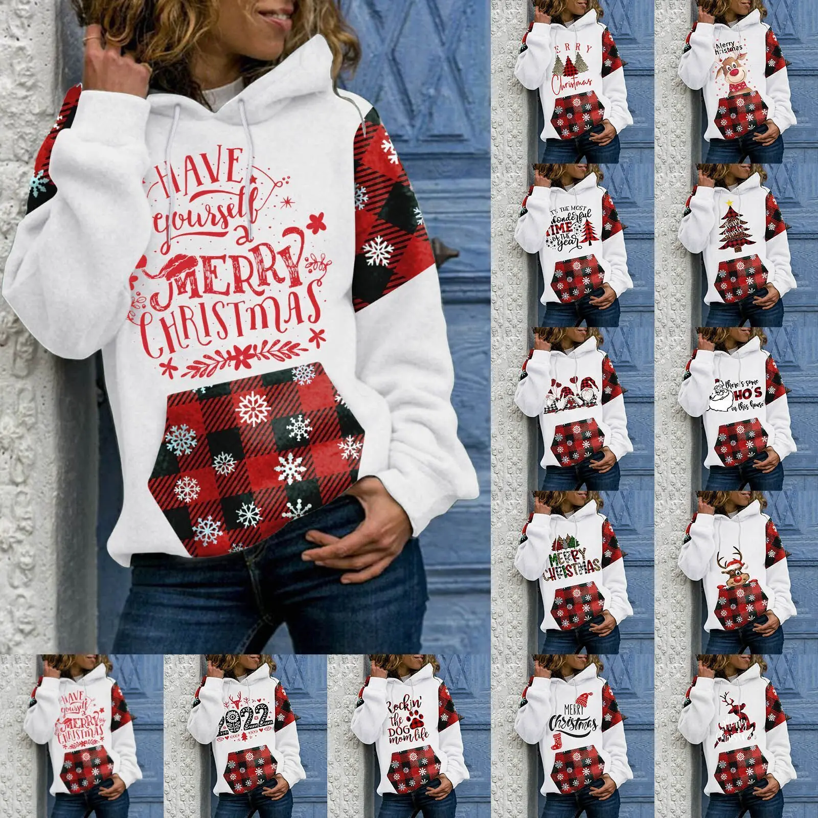 Рождественская Толстовка, женские свитшоты в клетку большого размера с длинным рукавом, зимние теплые флисовые толстовки с капюшоном, топы,...
Рождественская Толстовка, женские свитшоты в клетку большого размера с длинным рукавом, зимние теплые флисовые толстовки с капюшоном, топы,...