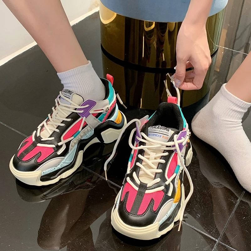 Mesh multicolor casual dad shoes women new style comfortable and breathable thick-soled women's shoes lace-up ladies sneakers
Mesh multicolor casual dad shoes women new style comfortable and breathable thick-soled women's shoes lace-up ladies sneakers