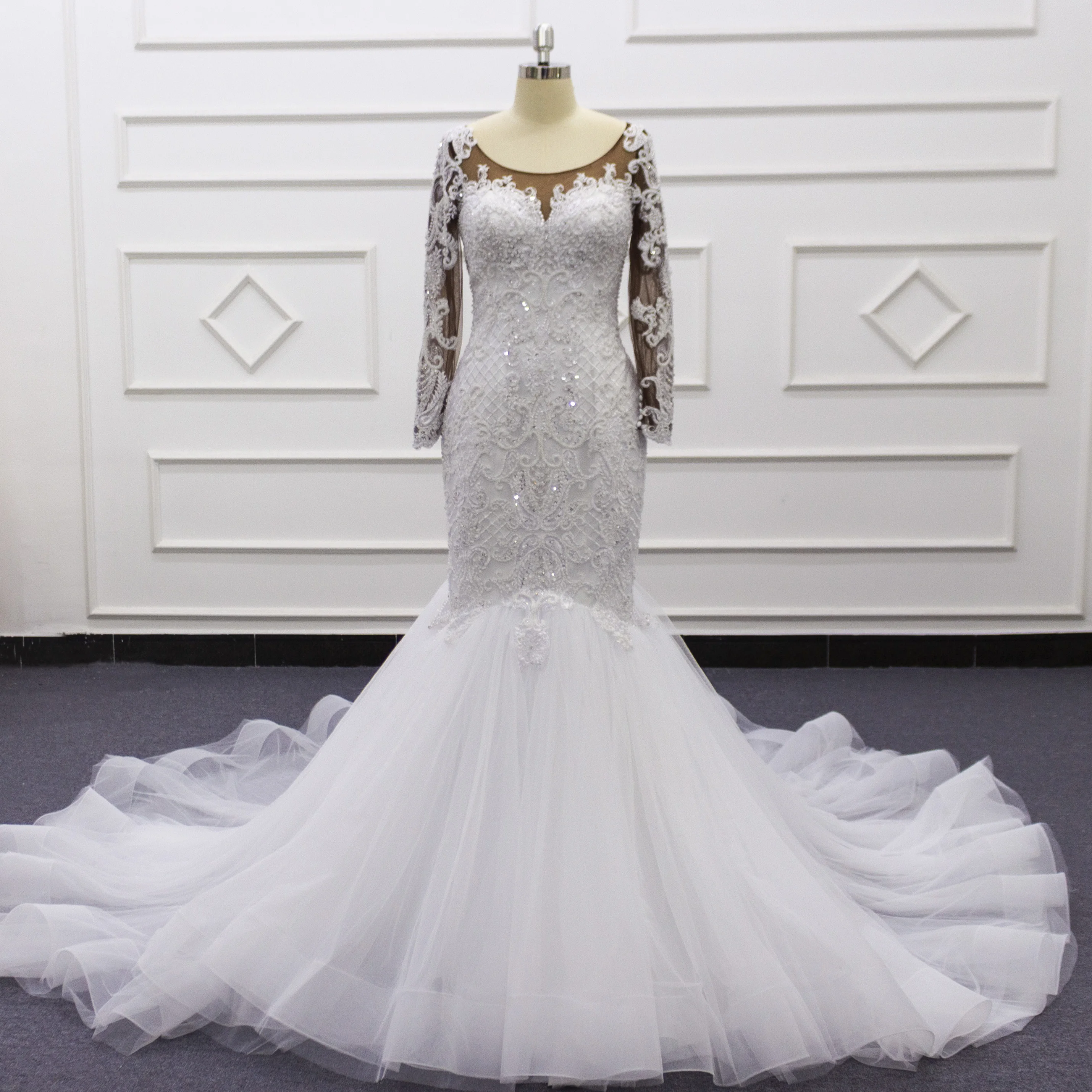 Eslieb дизайн robe Mariage одежда с длинным рукавом Кружевное платье с аппликацией, отделкой бисером и блестками силуэта "Русалка" 2021 свадебное плат... 
Eslieb дизайн robe Mariage одежда с длинным рукавом Кружевное платье с аппликацией, отделкой бисером и блестками силуэта "Русалка" 2021 свадебное плат...