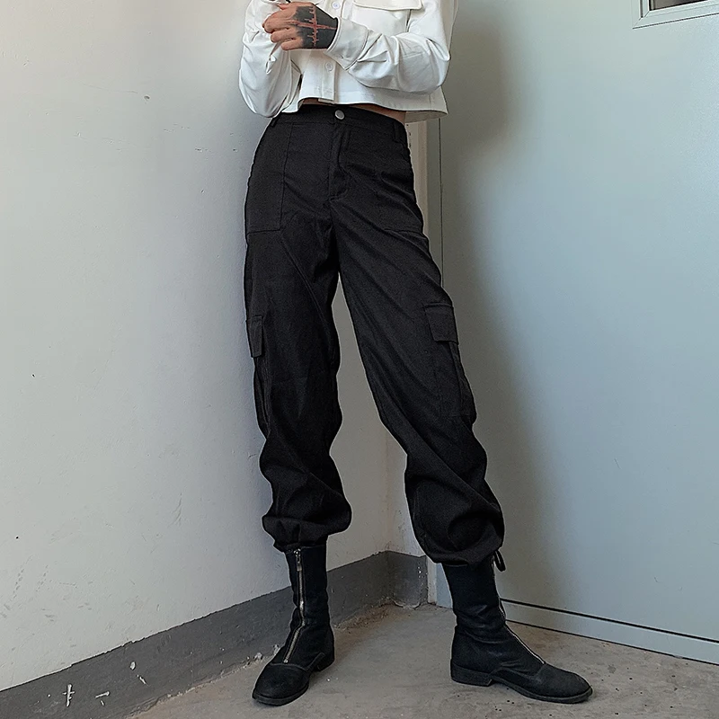 Dance Cargo Pants Women High Waist Black Korean Pants Ladies Pockets Streetwear White Trousers Hip Hop Cargo Pants 
Dance Cargo Pants Women High Waist Black Korean Pants Ladies Pockets Streetwear White Trousers Hip Hop Cargo Pants