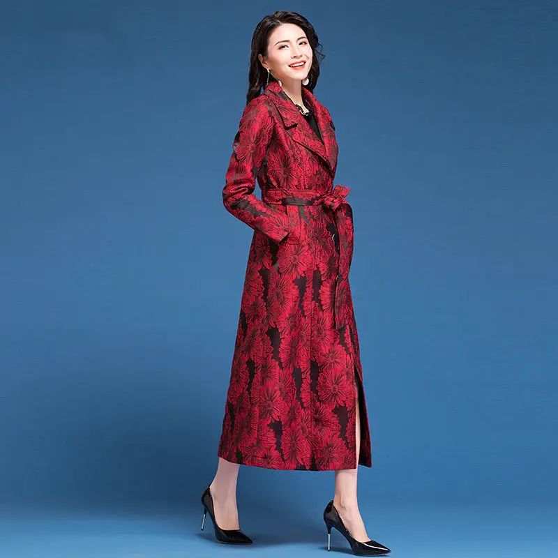 2022 Spring Women Casual Trench Coat Vintage Sunflower Print Long Windbreaker Female Outwear With Belt Slim Clothing Overcoat
2022 Spring Women Casual Trench Coat Vintage Sunflower Print Long Windbreaker Female Outwear With Belt Slim Clothing Overcoat