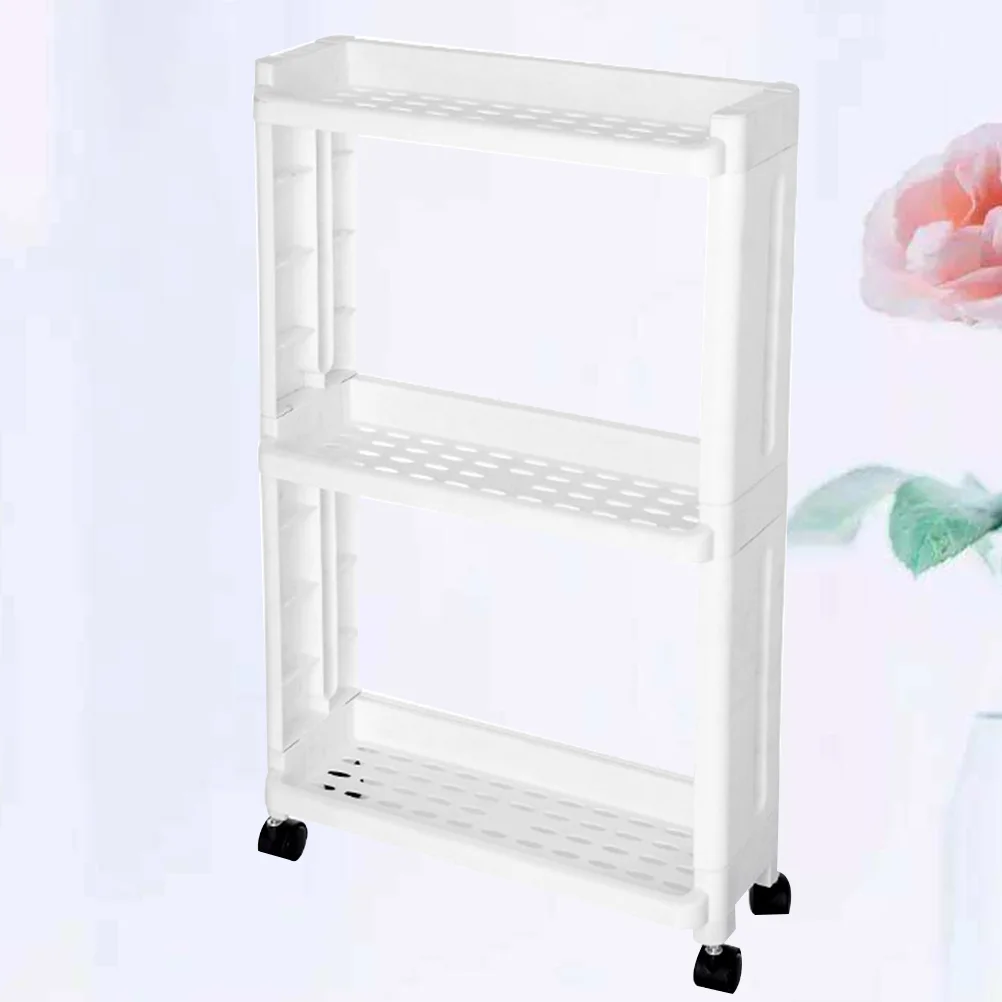 1PC 3-Tier Gap Storage Shelf Movable Slim Slide Out Tower Rack with Wheels for Home Kitchen (White) | Дом и сад