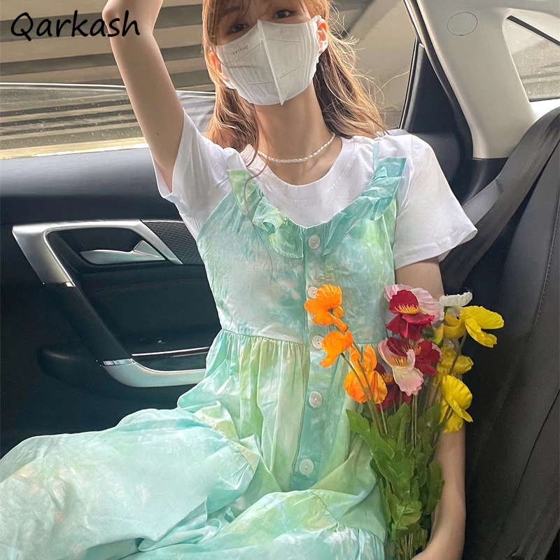 

Женское летнее платье без рукавов, милый женский сарафан, подходящий ко всему, Элегантная удобная уличная одежда в Корейском стиле для отды...