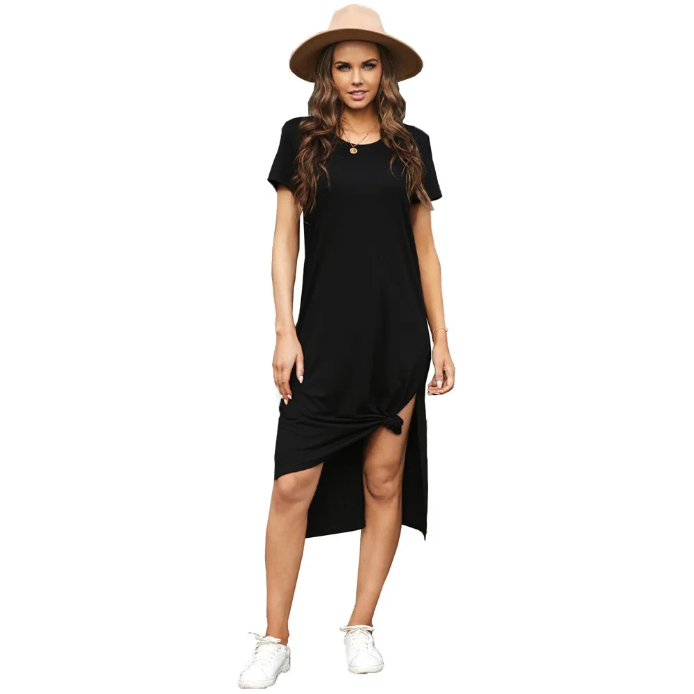 Women Summer Dress Fashion Solid O Neck Irregular Split Hem Girl Casual Long Dress
Women Summer Dress Fashion Solid O Neck Irregular Split Hem Girl Casual Long Dress