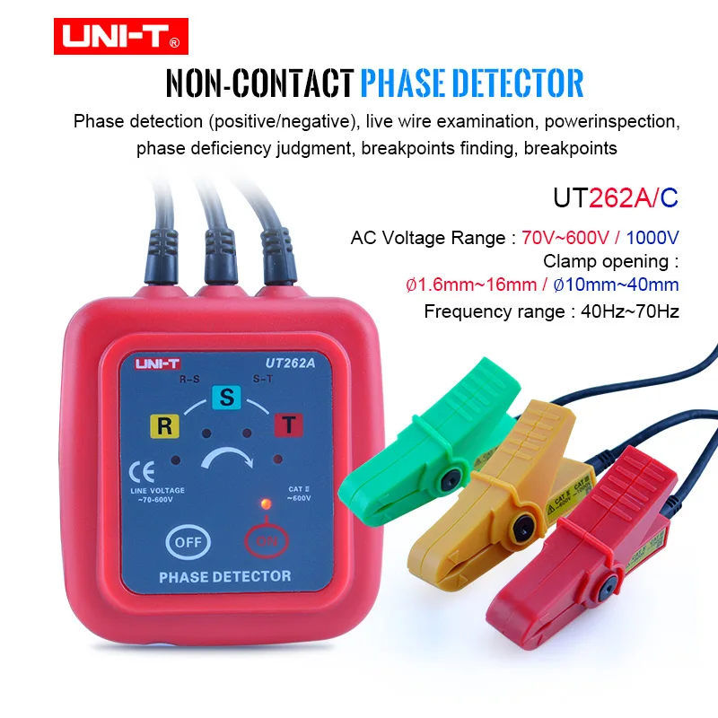 

UNI-T UT262A UT262C Non-Contact Phase Detectors 3 Phase Sequence Circuit Break Detection Voltage Detection