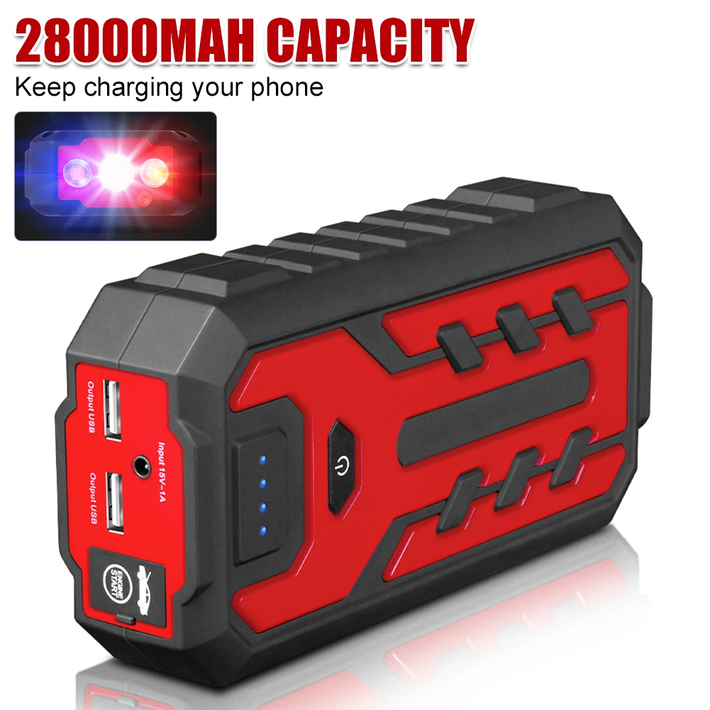 28000mAh Car Battery Jump Starter Portable Emergency 12V Car Battery Booster 15V/1A Dual USB Wireless Charging LED Flashlight
28000mAh Car Battery Jump Starter Portable Emergency 12V Car Battery Booster 15V/1A Dual USB Wireless Charging LED Flashlight