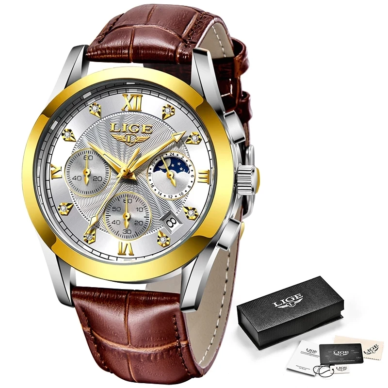 2020 LIGE New Fashion Mens Watches Top Brand Luxury Military Quartz Watch Premium Leather Waterproof Sport Chronograph Watch Men
2020 LIGE New Fashion Mens Watches Top Brand Luxury Military Quartz Watch Premium Leather Waterproof Sport Chronograph Watch Men
