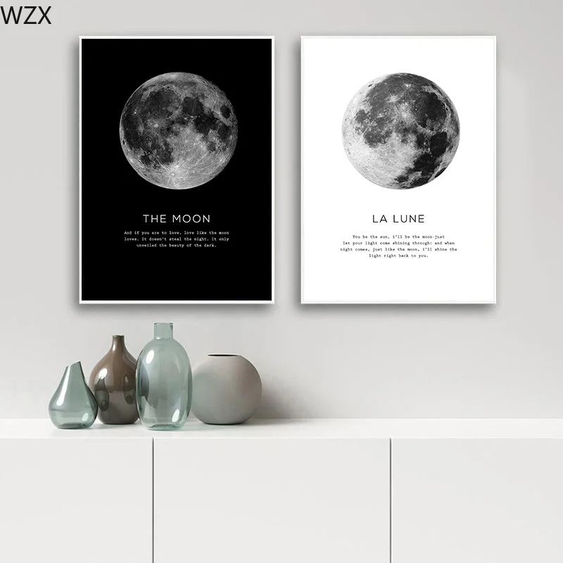 The Moon Quotes Canvas Black And White Wall Art Print Planet Painting Nordic Pictures Modern Home Living Room DecorationPoster
The Moon Quotes Canvas Black And White Wall Art Print Planet Painting Nordic Pictures Modern Home Living Room DecorationPoster