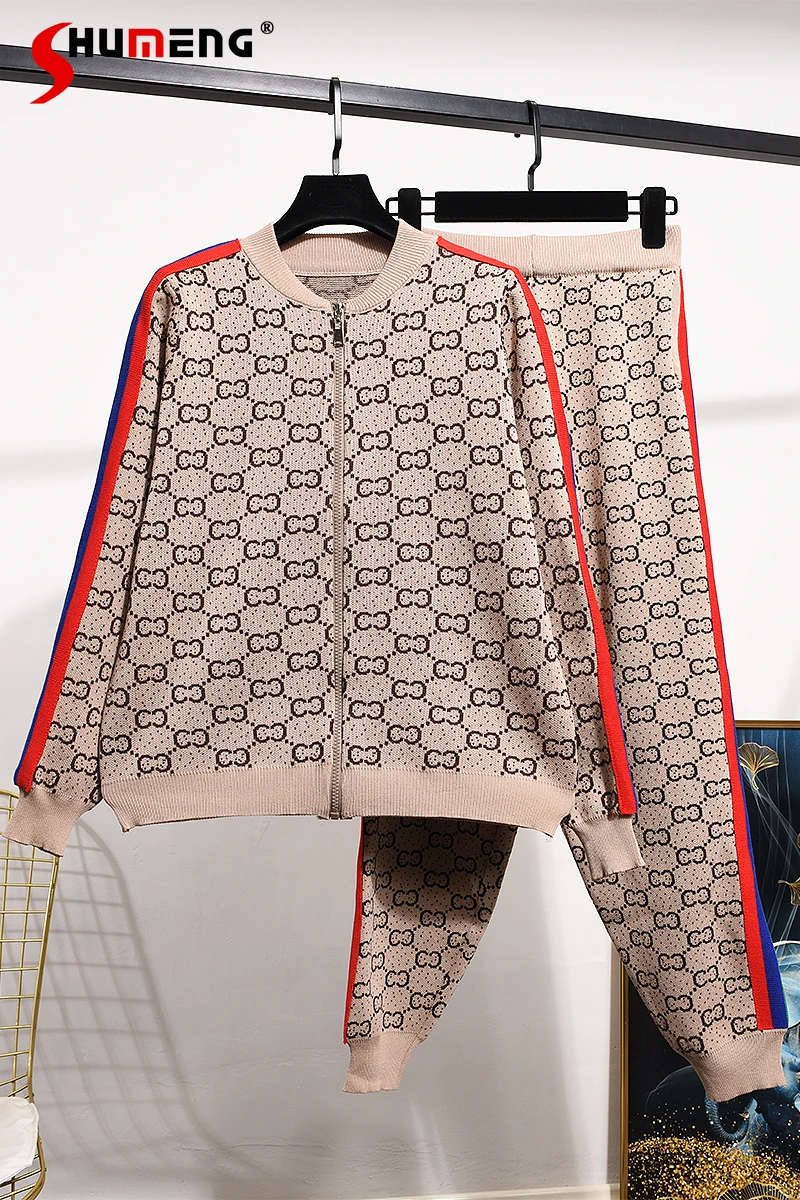 2 Pieces Set Suit Set 2021 Spring New Women's Casual Long Sleeve Contrast Color Knitwear Cardigan European Sports Pant Suits
2 Pieces Set Suit Set 2021 Spring New Women's Casual Long Sleeve Contrast Color Knitwear Cardigan European Sports Pant Suits