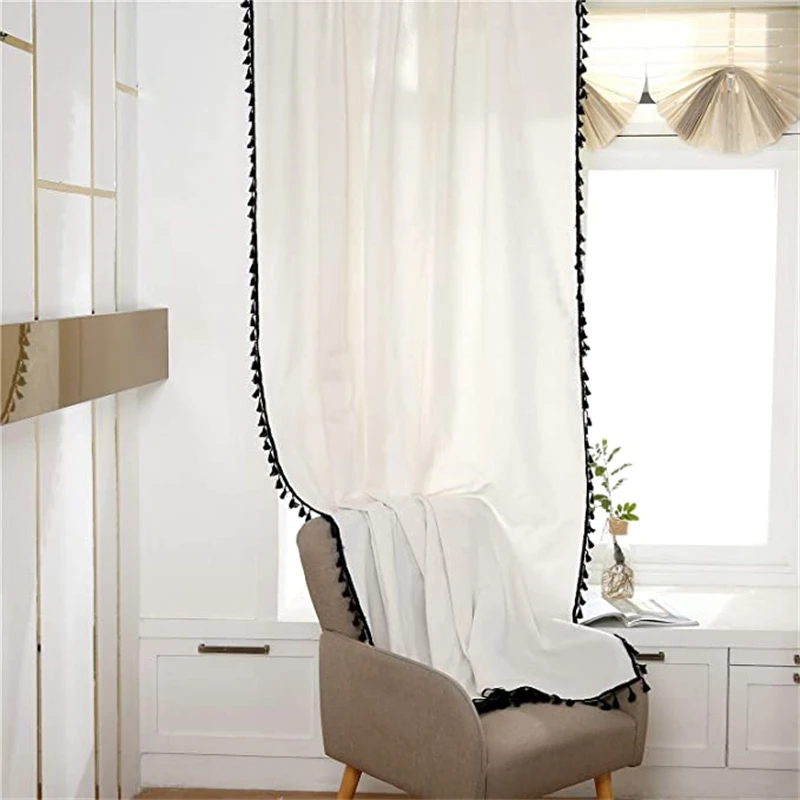 Nordic Beige Cotton Linen Curtains With Black Tassels for Living Room Bedroom Window Blinds Panels Fabric Home Decor
Nordic Beige Cotton Linen Curtains With Black Tassels for Living Room Bedroom Window Blinds Panels Fabric Home Decor