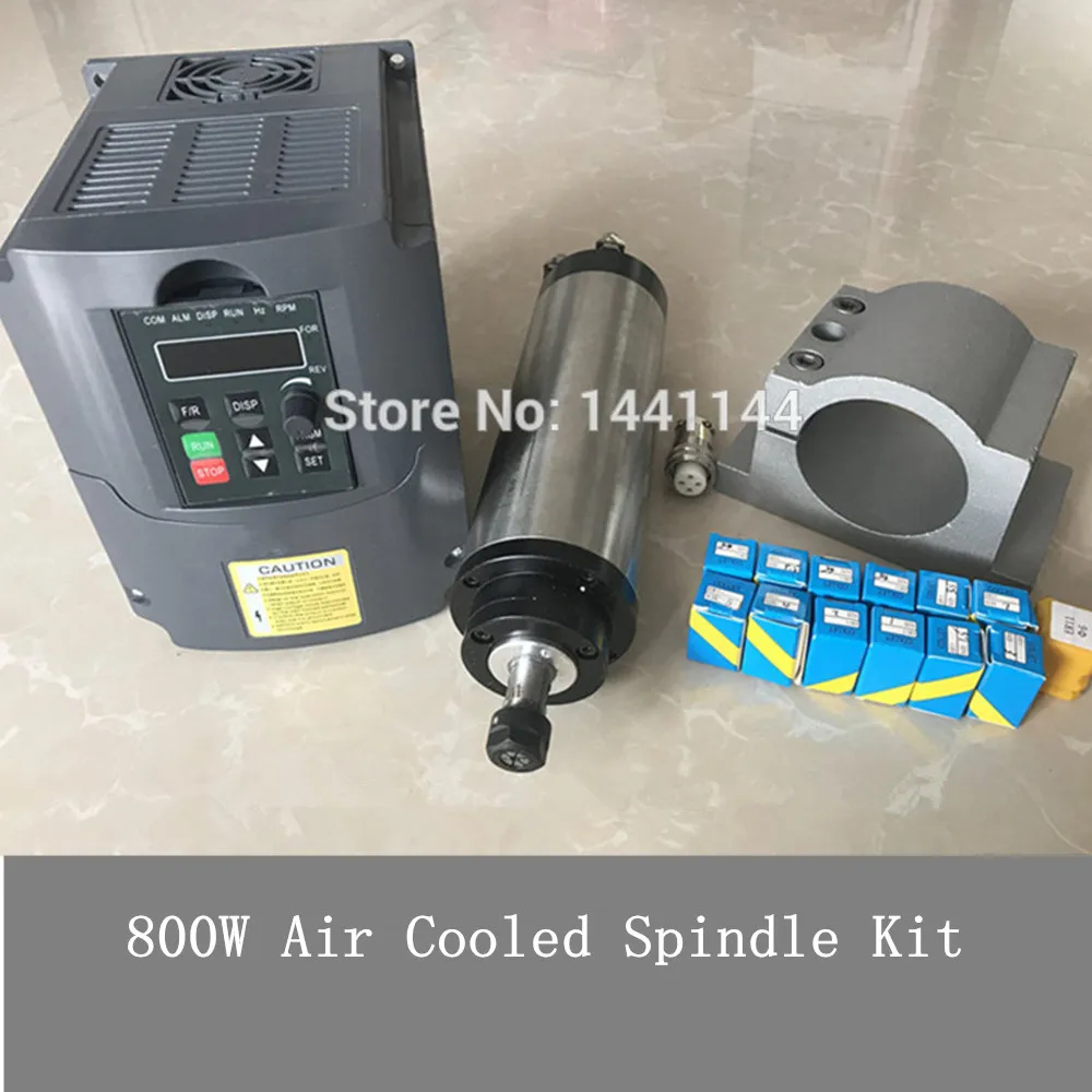 CNC Router Spindle 800W Air Cooled Spindle Kit 0.8KW Motor + 1.5KW 220W Inverter 65mm Clamp 13pcs ER11 Collet 
CNC Router Spindle 800W Air Cooled Spindle Kit 0.8KW Motor + 1.5KW 220W Inverter 65mm Clamp 13pcs ER11 Collet