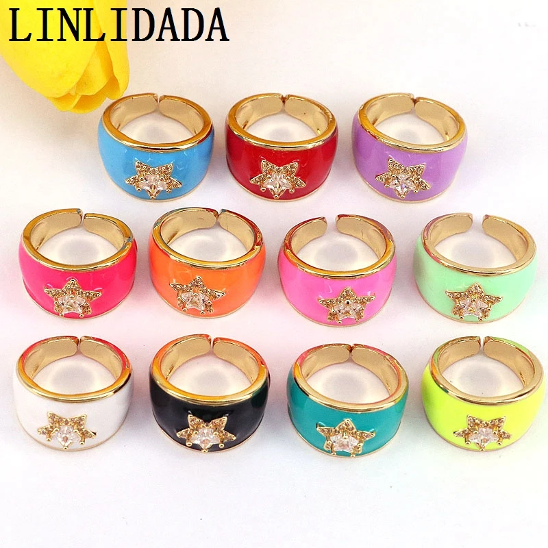 8Pcs 2021 Wedding gift zircon star candy color enamel wide band party latest gold ring designs for girls
8Pcs 2021 Wedding gift zircon star candy color enamel wide band party latest gold ring designs for girls