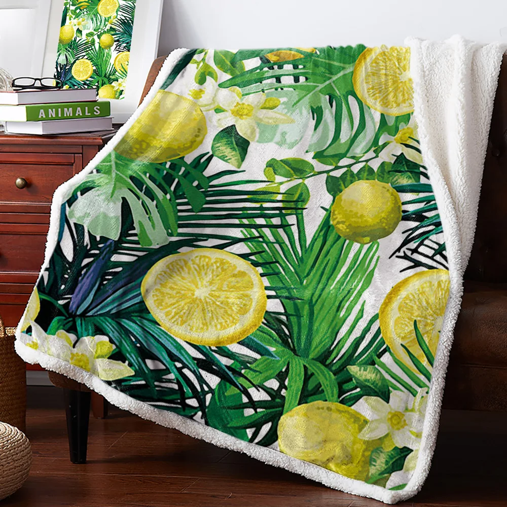 Lemon Flowers Tropical Leaves Home Lamb Cashmere Thick Bed Blanket Sofa Winter Warm Sherpa Newborn Wraps Kids Bedspread
Lemon Flowers Tropical Leaves Home Lamb Cashmere Thick Bed Blanket Sofa Winter Warm Sherpa Newborn Wraps Kids Bedspread