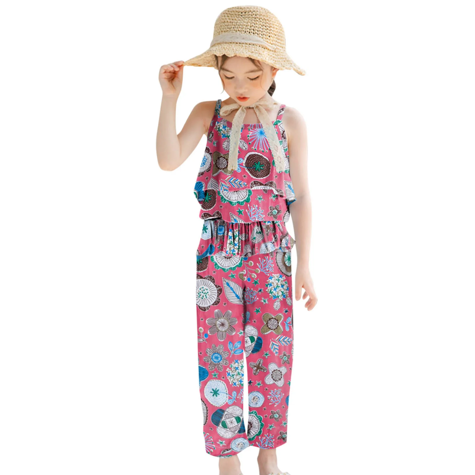 Toddler Kids Baby Girls Ruffle Sling Floral Jumpsuit Suspender Baby Girl Clothes Trousers Elegant Beautiful Clothes Pour Enfants 
Toddler Kids Baby Girls Ruffle Sling Floral Jumpsuit Suspender Baby Girl Clothes Trousers Elegant Beautiful Clothes Pour Enfants