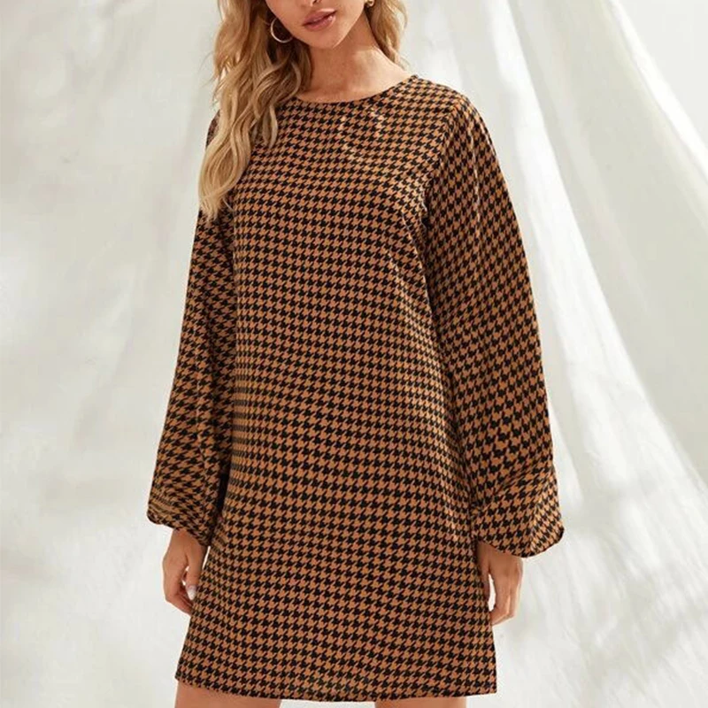 Dogstooth Animal Print Long Dress Fall 3D Print Swallow Gird Black White Dresses O Neck Dress
Dogstooth Animal Print Long Dress Fall 3D Print Swallow Gird Black White Dresses O Neck Dress