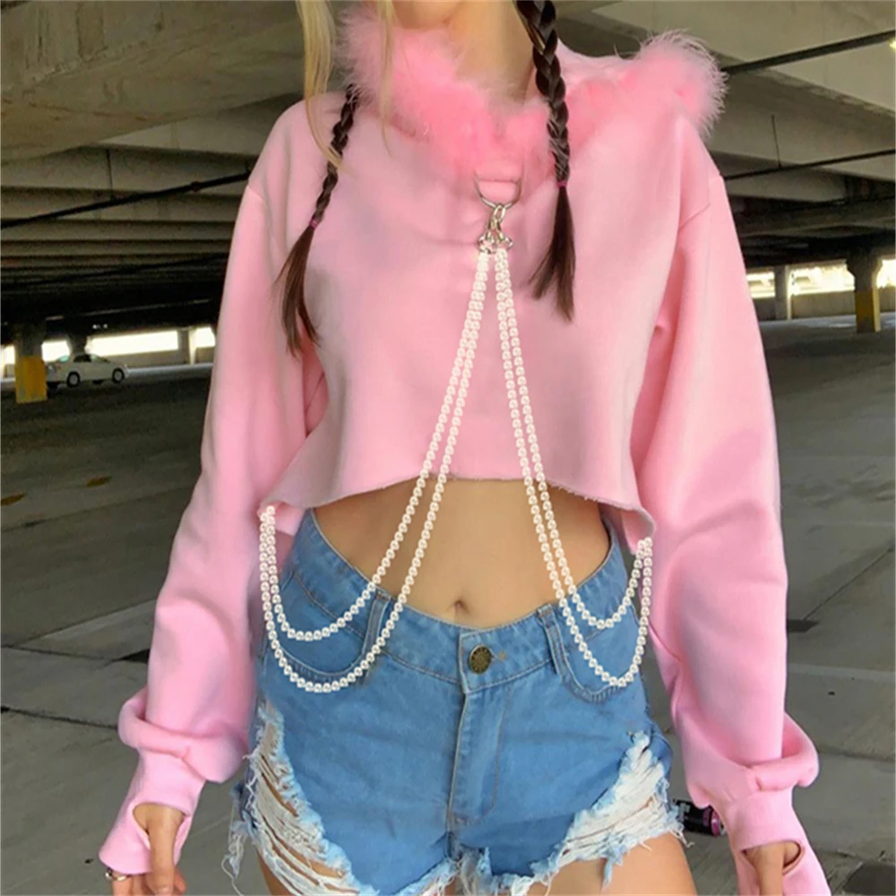 2021 New Fashion Solid Color Exposed Navel Furry Hooded Tops Female ClothingWomen Casual Long Sleeve Sweatshirt Autumn Jacket
2021 New Fashion Solid Color Exposed Navel Furry Hooded Tops Female ClothingWomen Casual Long Sleeve Sweatshirt Autumn Jacket