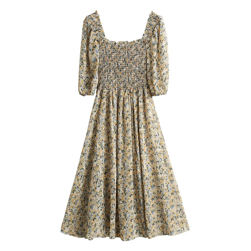 Romance Vintage Dresses Women Floral Elegant Casual Square Collar Mid Dresses Franch Ruffles Puff Sleeve Holiday Lady Vestidos
Romance Vintage Dresses Women Floral Elegant Casual Square Collar Mid Dresses Franch Ruffles Puff Sleeve Holiday Lady Vestidos