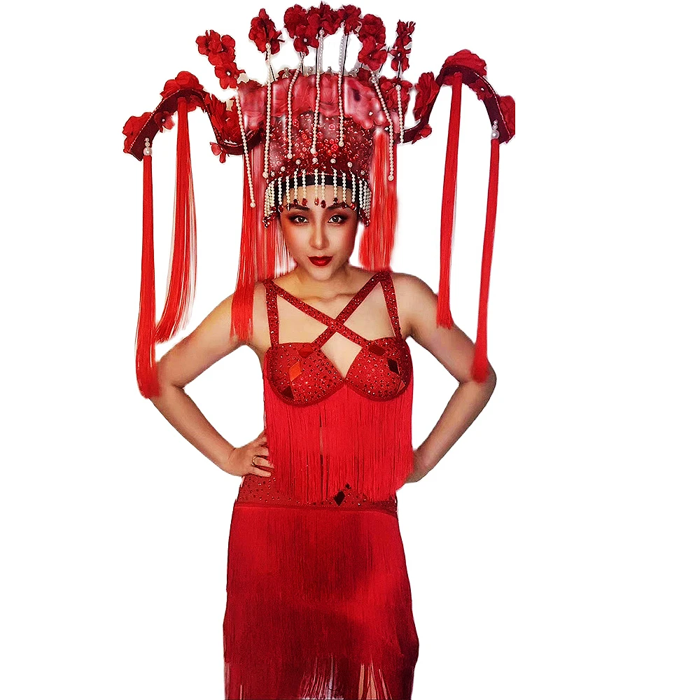 Shining Red Diamond Tassel Women Dresses Sleeveless Backless Dresses DJ DS Light Dance Wear Stage Costume Nightclub Outfit
Shining Red Diamond Tassel Women Dresses Sleeveless Backless Dresses DJ DS Light Dance Wear Stage Costume Nightclub Outfit