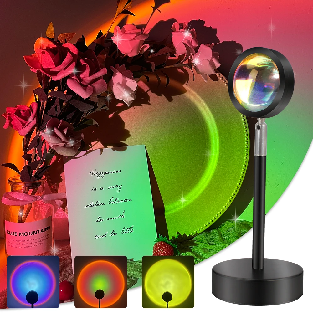 USB Mood Night Sunset Projector Lamp LED Room Atmosphere Decoration Light Live Background Walls Rainbow Table Lighting for Bar
USB Mood Night Sunset Projector Lamp LED Room Atmosphere Decoration Light Live Background Walls Rainbow Table Lighting for Bar