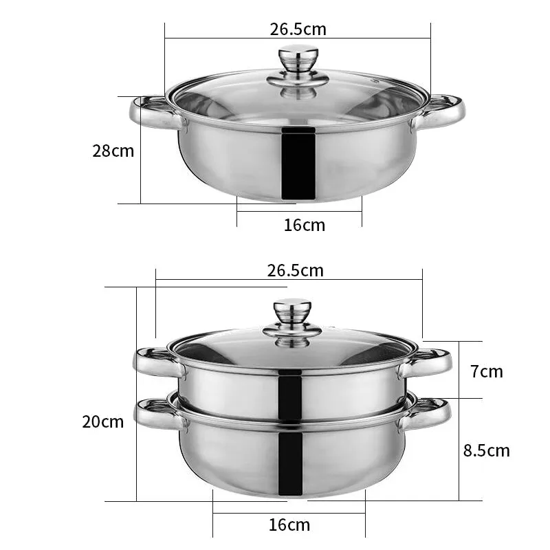 Stainless Steel 2 layer Thick Steamer pot Soup Steam Pot Universal Cooking Pots for Induction Cooker Gas Stove Hotpot Steam Pot
Stainless Steel 2 layer Thick Steamer pot Soup Steam Pot Universal Cooking Pots for Induction Cooker Gas Stove Hotpot Steam Pot