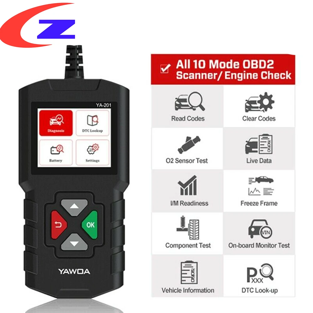 YA201 OBD Code Reader OBD2 Car Diagnostic Tool Multi-Language Multi-ECU Battery Testing Free Update Auto Adapter Tool PK CR3001
YA201 OBD Code Reader OBD2 Car Diagnostic Tool Multi-Language Multi-ECU Battery Testing Free Update Auto Adapter Tool PK CR3001