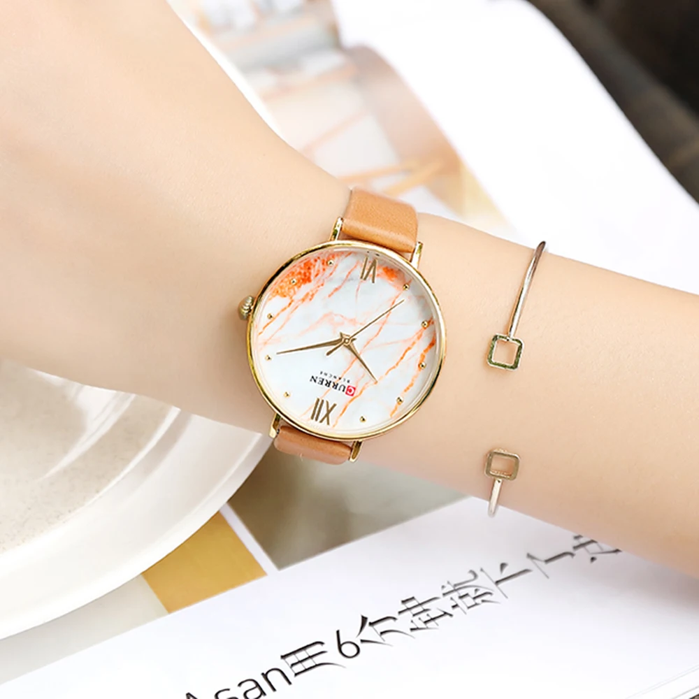 CURREN Casual Women's Watch Fashion Marble Texture Dial with Soft Leather Strap Watches Ladies Analogue Quartz Wristwatch Reloj
CURREN Casual Women's Watch Fashion Marble Texture Dial with Soft Leather Strap Watches Ladies Analogue Quartz Wristwatch Reloj