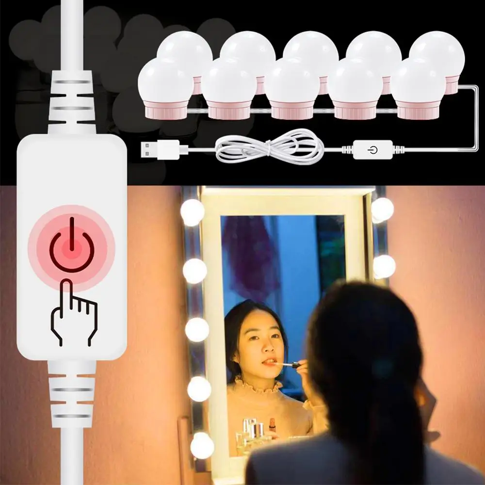 Useful LED Makeup Mirror Light Bulb Hollywood Vanity Lights Stepless Dimmable USB Wall Lamp 6 10 14Bulbs Kit for Dressing Table
Useful LED Makeup Mirror Light Bulb Hollywood Vanity Lights Stepless Dimmable USB Wall Lamp 6 10 14Bulbs Kit for Dressing Table