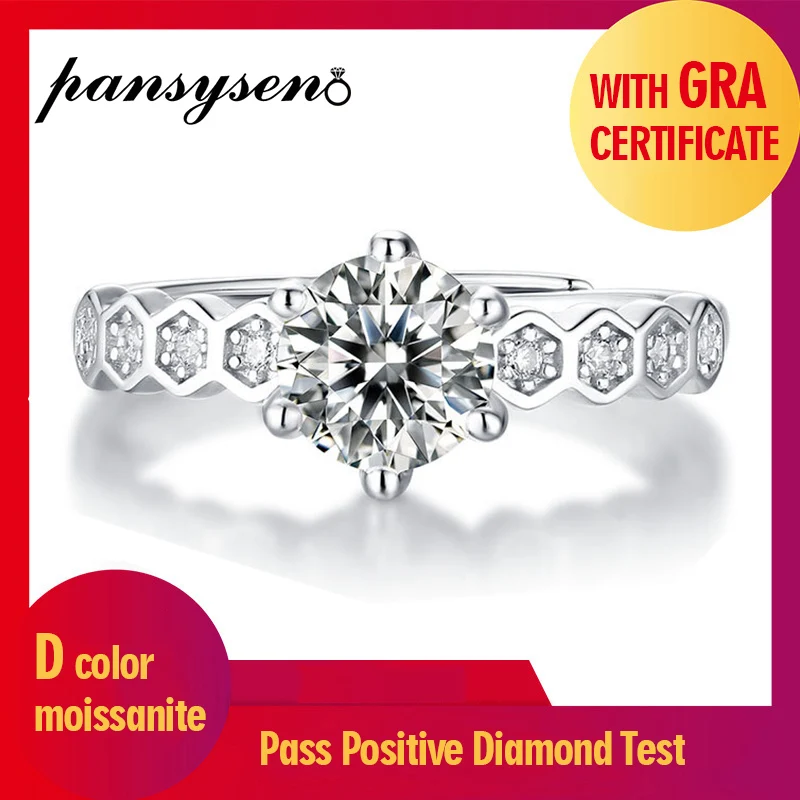 PANSYSEN Classic 0.5ct,1ct,2ct,3ct Real Moissanite Wedding Ring 100% 925 Sterling Silver Fine Jewelry Rings for Women Wholesale
PANSYSEN Classic 0.5ct,1ct,2ct,3ct Real Moissanite Wedding Ring 100% 925 Sterling Silver Fine Jewelry Rings for Women Wholesale