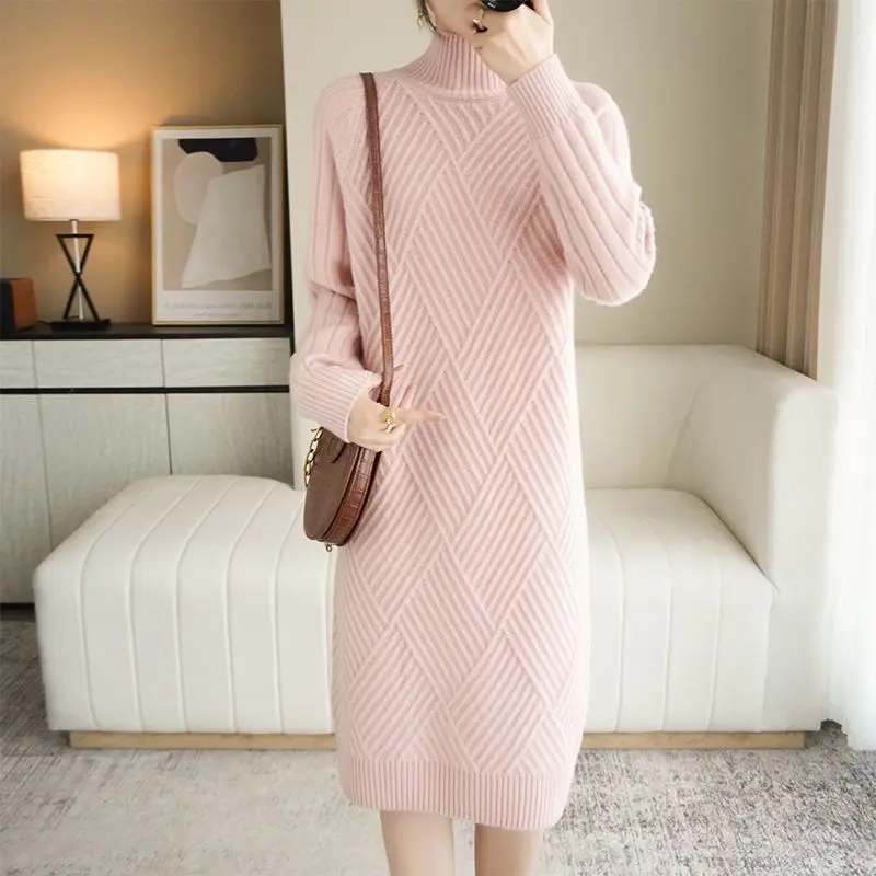 Turtleneck sweater ladies knitted dress Autumn Winter Keep warm Sweater dress 2022 Spring Casual Outside wear dress female
Turtleneck sweater ladies knitted dress Autumn Winter Keep warm Sweater dress 2022 Spring Casual Outside wear dress female