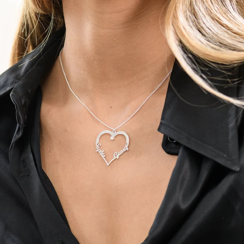 Custom Made Heart Pendant Name Necklace with Diamond - Personalized Two Names Graduation Jewelry Gift for Her Girlfriend Friend
Custom Made Heart Pendant Name Necklace with Diamond - Personalized Two Names Graduation Jewelry Gift for Her Girlfriend Friend