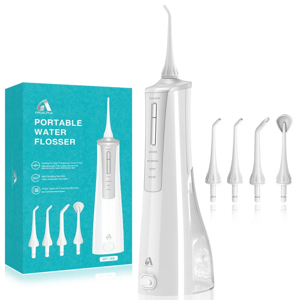 Portable Water Dental Flosser Proalpha WT-168 3 mode Electric Oral Irrigator Water Jet USB Rechargeable Irrigator Teeth Cleaning
Portable Water Dental Flosser Proalpha WT-168 3 mode Electric Oral Irrigator Water Jet USB Rechargeable Irrigator Teeth Cleaning