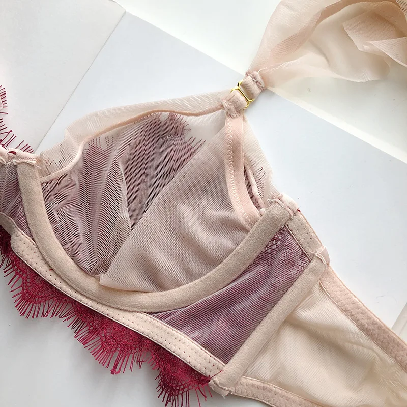 French Lace Ultra thin Underwear Sexy Plus Size D E Cup Embroidery Push Up Bra Set Women Eyelash Bralette Romantic Bras Lingerie
French Lace Ultra thin Underwear Sexy Plus Size D E Cup Embroidery Push Up Bra Set Women Eyelash Bralette Romantic Bras Lingerie