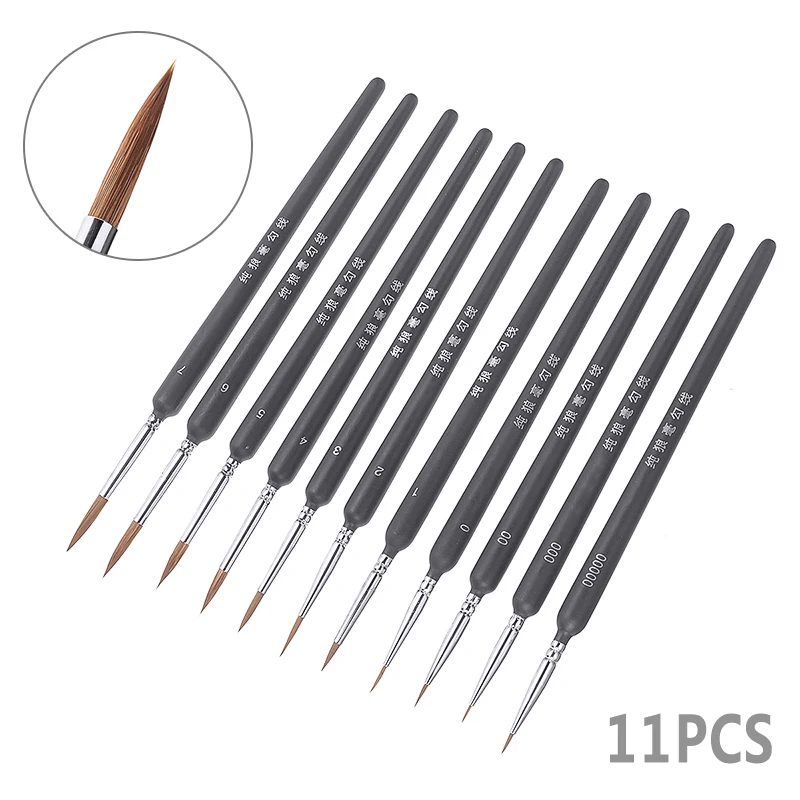11pcs/set Professional Paint Detail Brush Tipped Flat Brushes Wolf Hair Miniature Paint Brush For Artist Acrylic Oil Painting
11pcs/set Professional Paint Detail Brush Tipped Flat Brushes Wolf Hair Miniature Paint Brush For Artist Acrylic Oil Painting